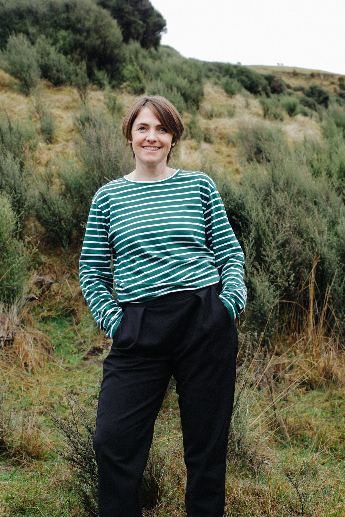 Whio Tee - Green Stripe