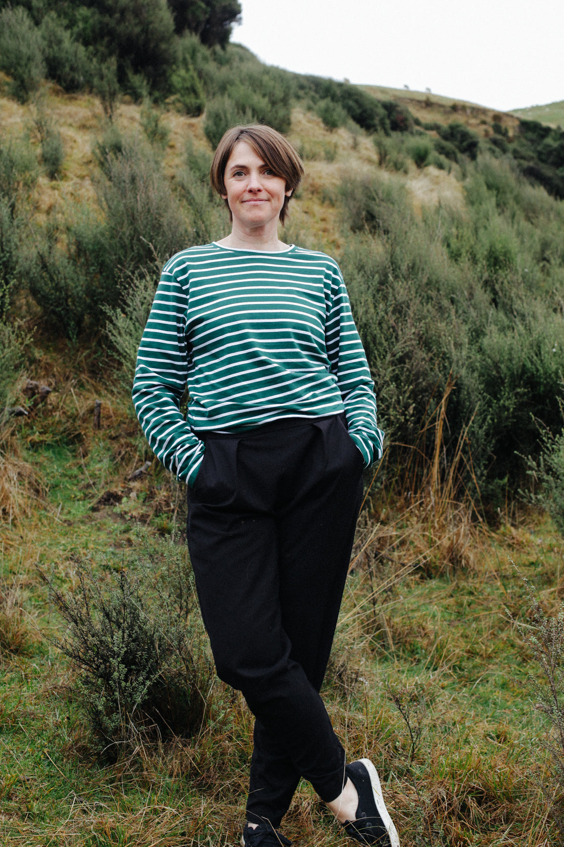 Whio Tee - Green Stripe