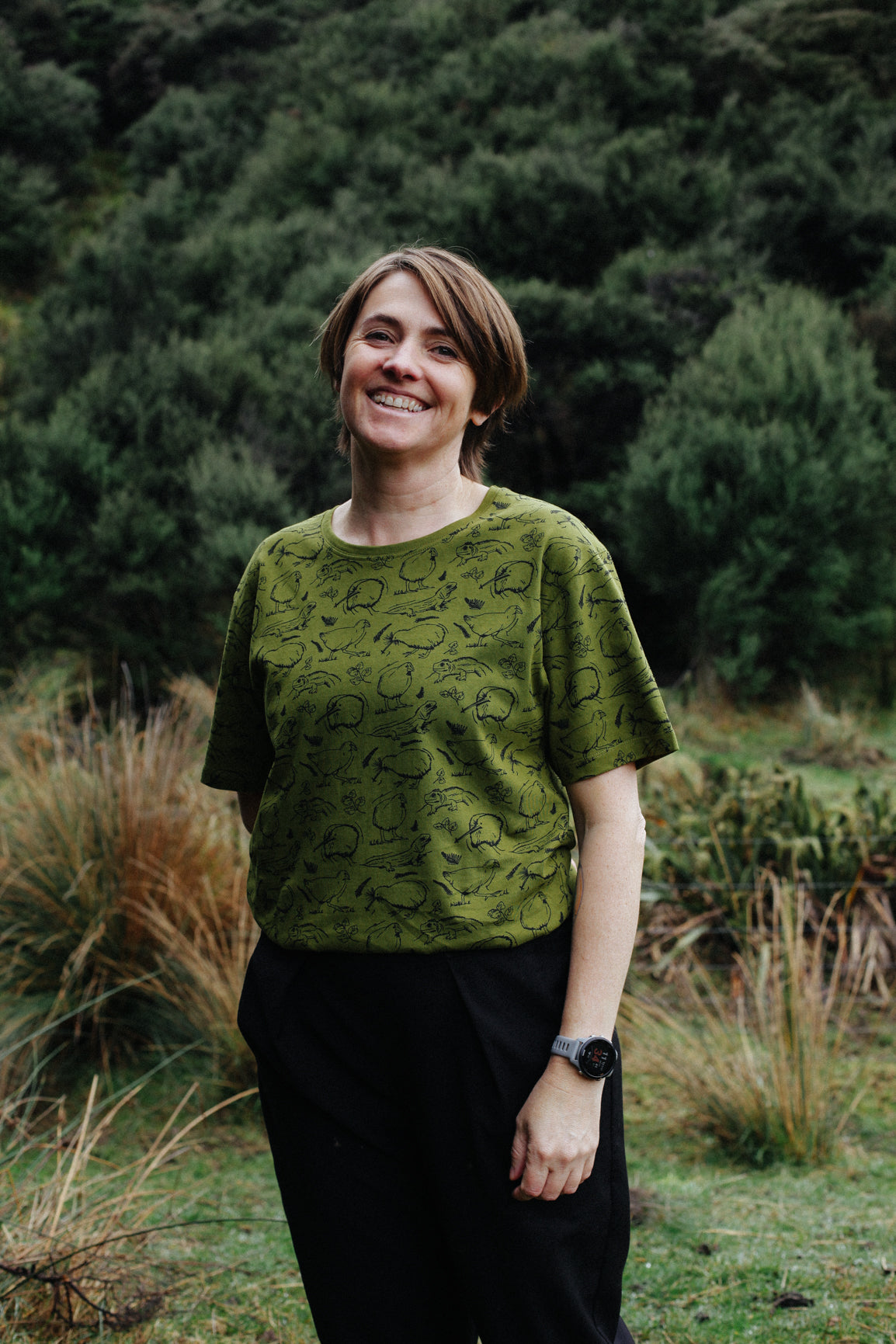 Tui Tee - Kiwi Print - Olive
