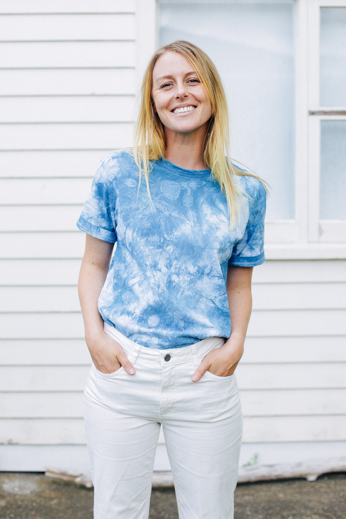 Tui Tee - Cloud / Natural Dyed Indigo